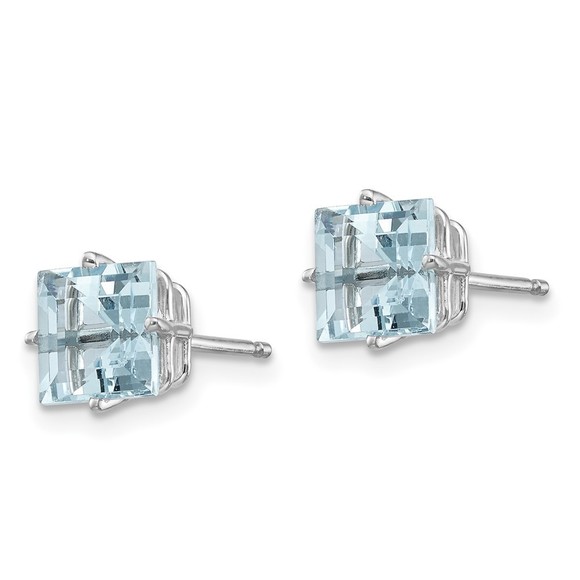 14k White Gold Aquamarine Earrings - Picture 4 of 4